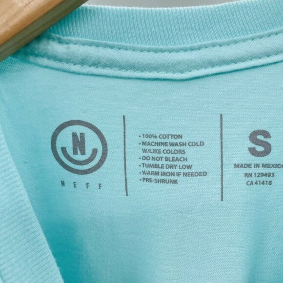 Neff Mens Size Small Unicorn Pocket T-Shirt Short Sleeve Celadon Blue Cotton 072 - Picture 6 of 7